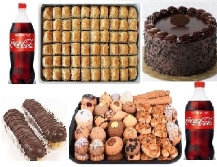 Akşam Oturması Paketi 4 Farklı Tatlı Çeşidi ve 2 Adet 1L Kola pasta
